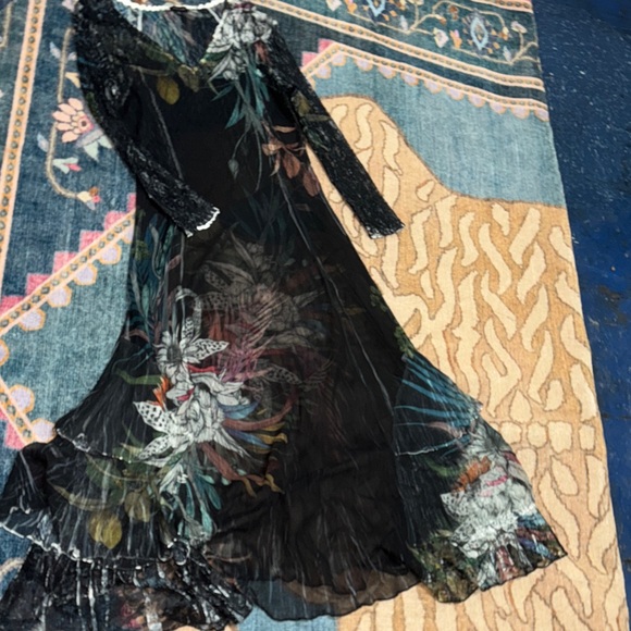 Komarov Black Floral Long Sleeve Dress - Picture 5 of 7